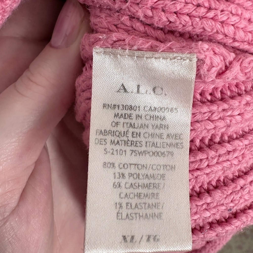 A.L.C. Cashmere blend crop swetaer-pink knit- Size XL - Picture 6 of 6